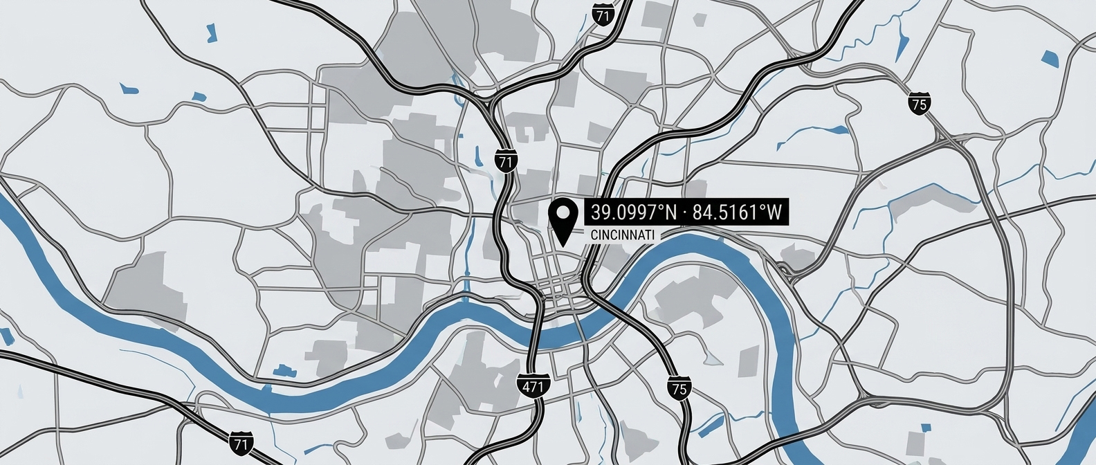 Mapa en el que se indica la ubicación de la oficina de Aleyant en Cincinnati